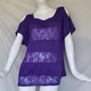 Lane Bryant Women's Plus Size Sheer Lace Blouse